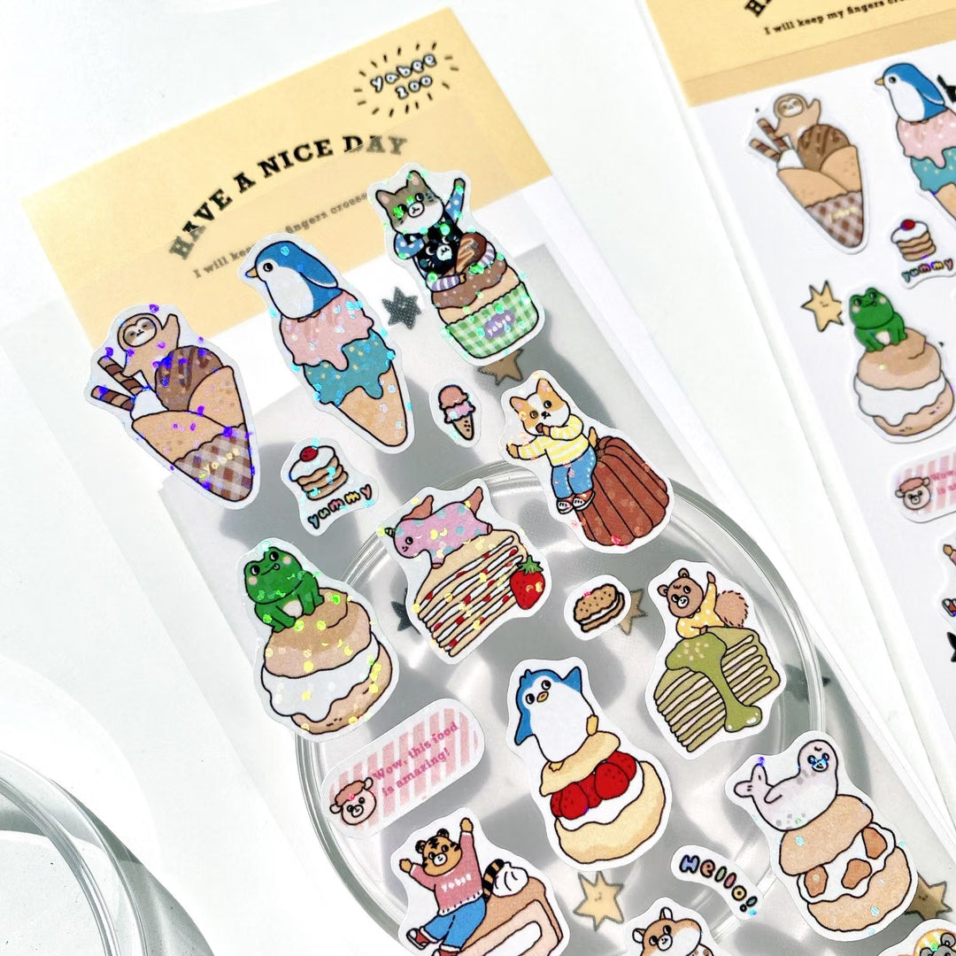 Yabee Happy Zoo Laser Sticker Sheet – Animal Ordering Area, Yellow