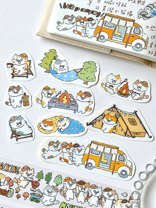 3 Little Cats Outdoor Sticker Pack | Hiking & Camping Cats Matte Stickers (2 Designs)