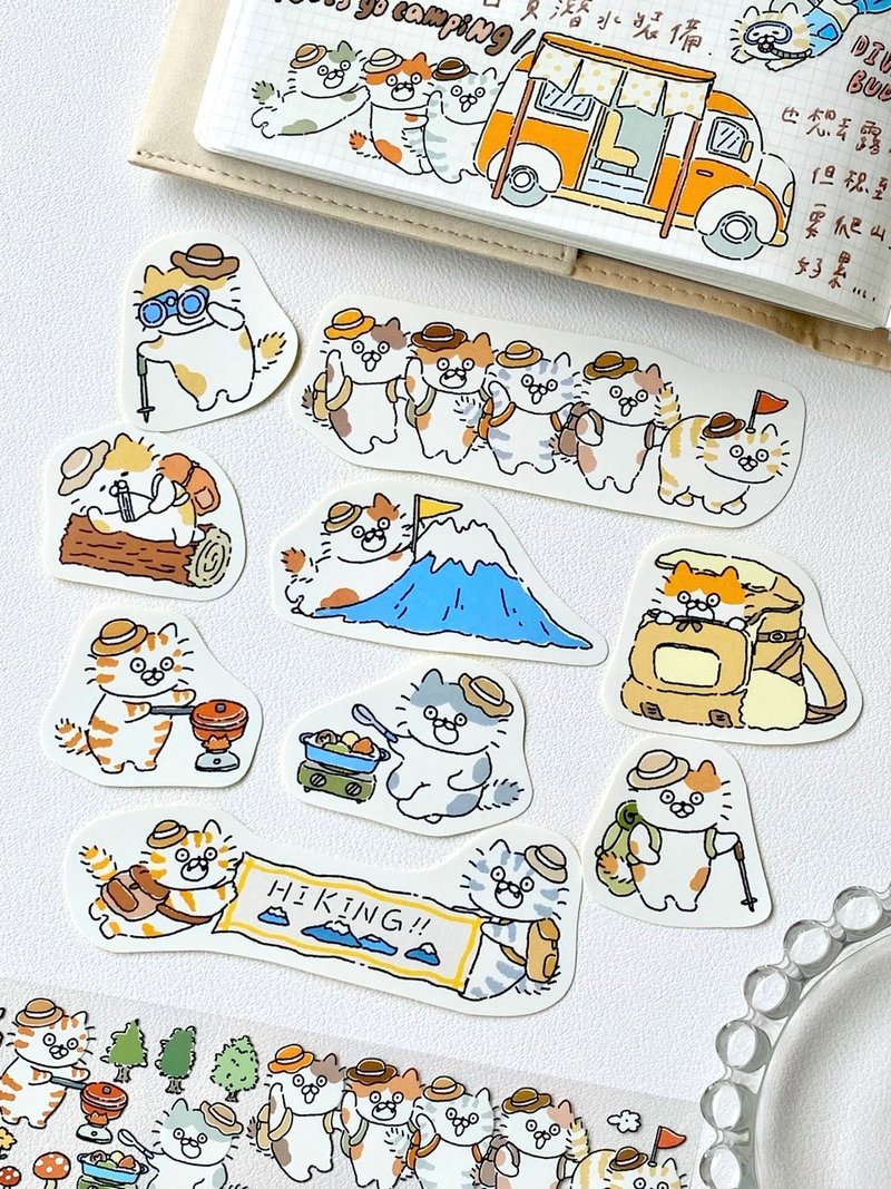 3 Little Cats Outdoor Sticker Pack | Hiking & Camping Cats Matte Stickers (2 Designs)