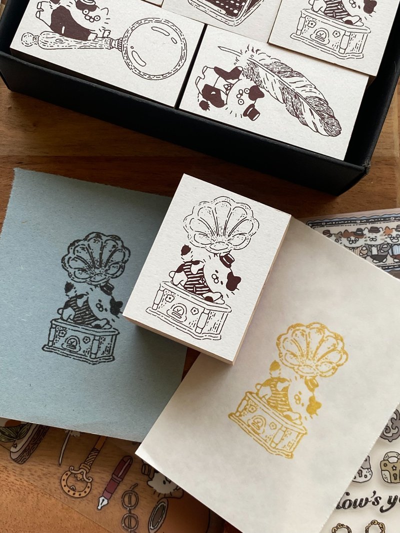 3 Little Cats ✦ Vintage Detective Society Wooden Stamp