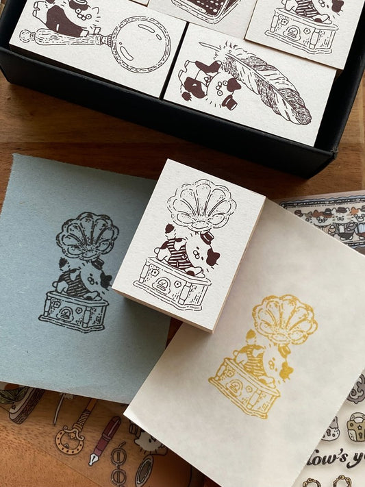 3 Little Cats ✦ Vintage Detective Society Wooden Stamp