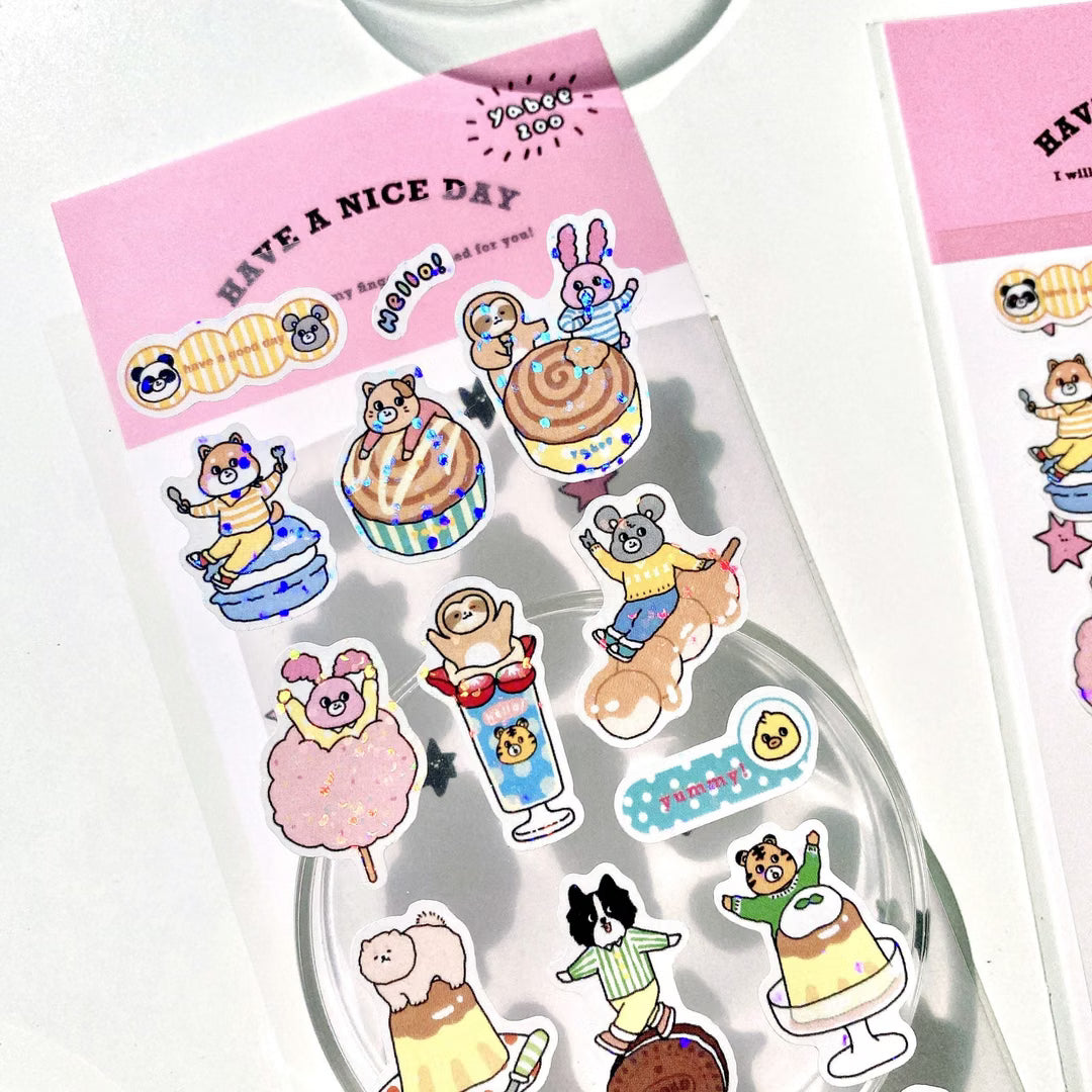 Yabee Happy Zoo Laser Sticker Sheet – Animal Ordering Area, Pink