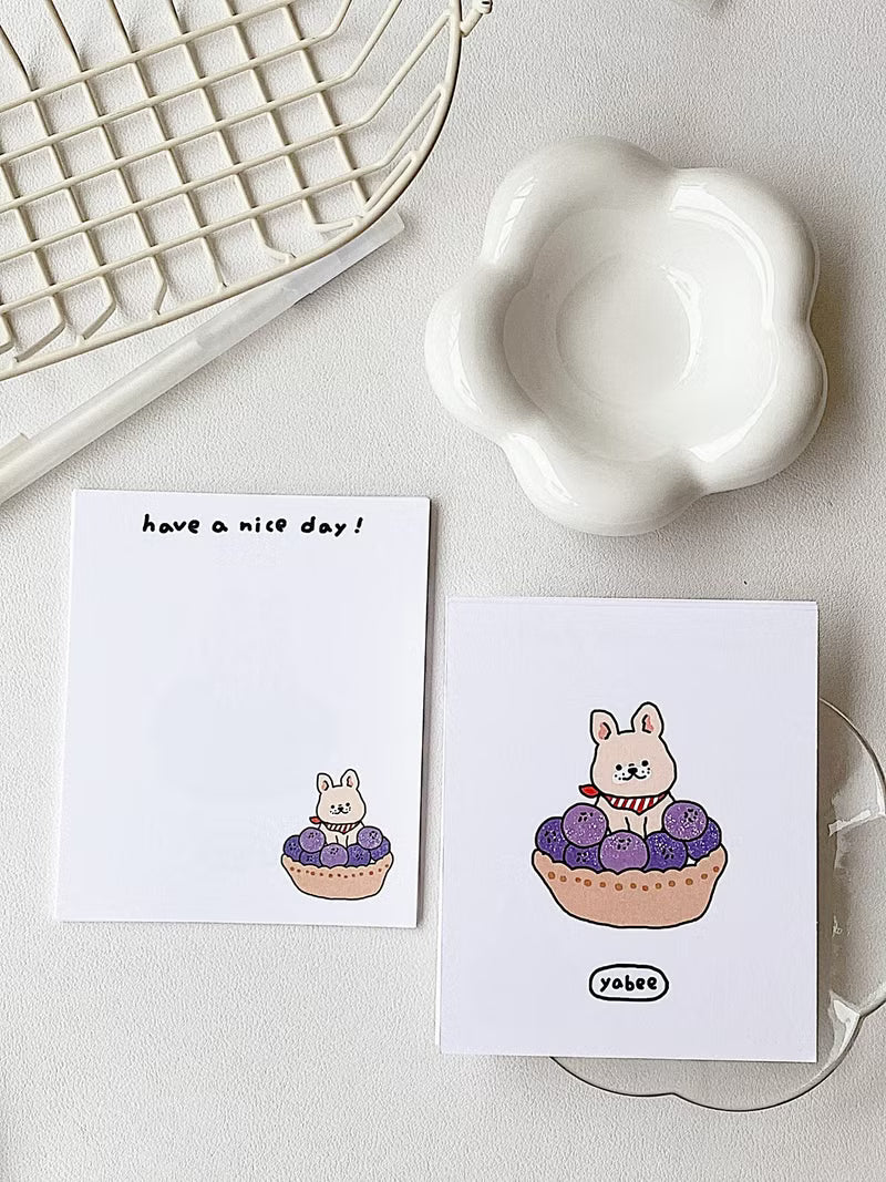 Yabee Happy Zoo Dog Dessert Mini Postcard | Double-Sided Journaling Cards (6 Designs)