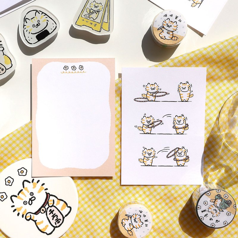 Playful Cat Hula Hoop Postcard – Double-Sided 4.1x5.8in (10.5x14.8cm) Illustration