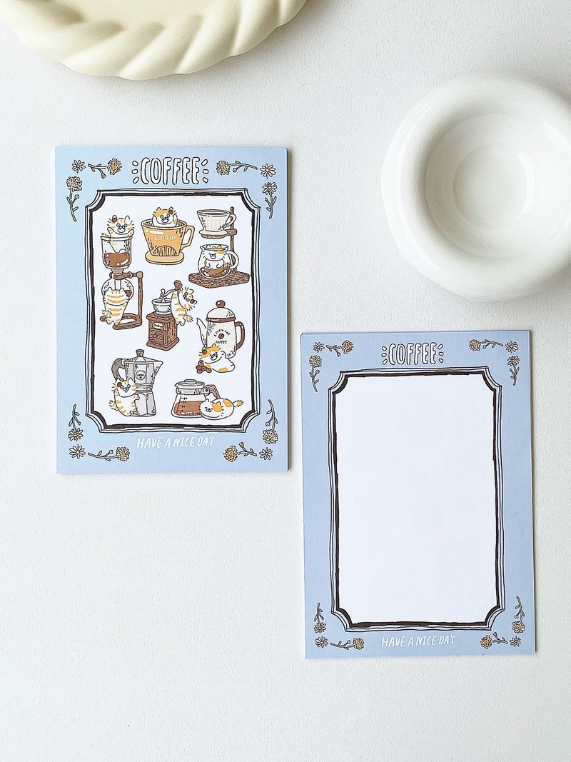 Coffee Brewing Cat Postcard – Double-Sided 4.1x5.8in (10.5x14.8cm) Journal Stationery