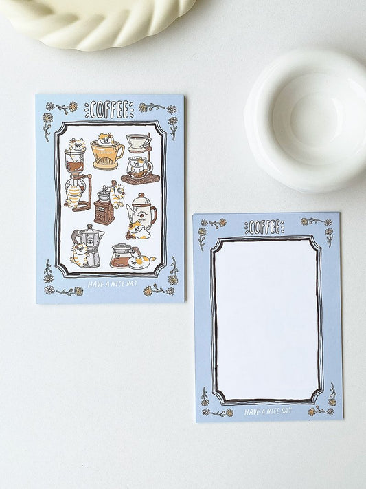 Coffee Brewing Cat Postcard – Double-Sided 4.1x5.8in (10.5x14.8cm) Journal Stationery
