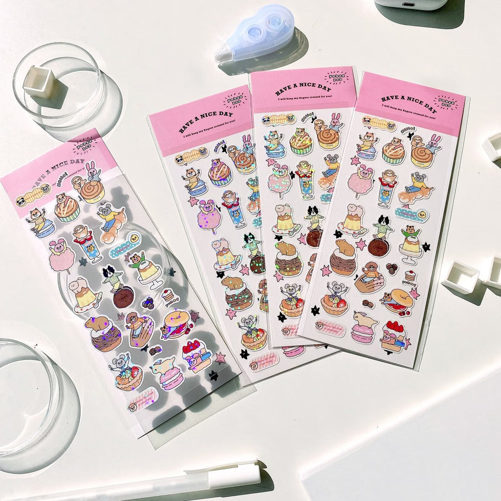 Yabee Happy Zoo Laser Sticker Sheet – Animal Ordering Area, Pink