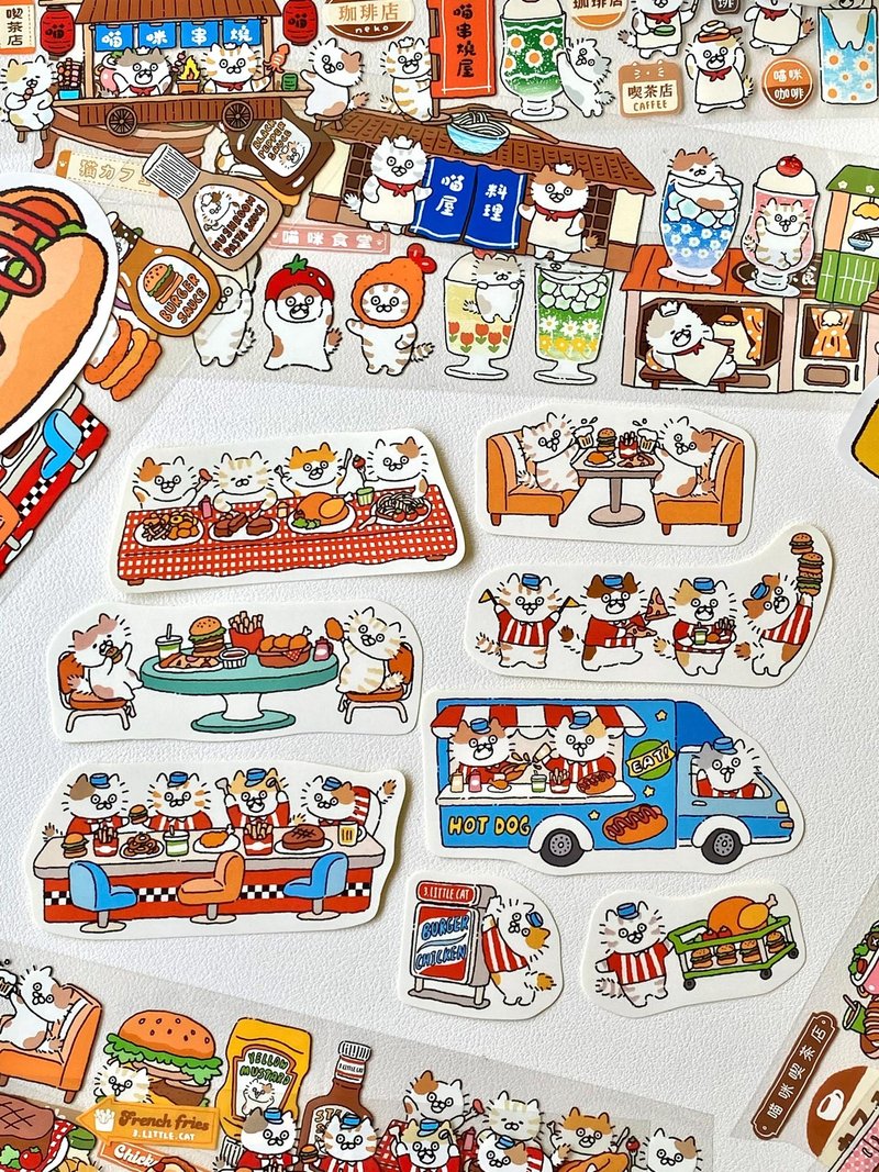 3 Little Cats Retro Diner Sticker Pack | Vintage-Style Matte Stickers (3 Designs)