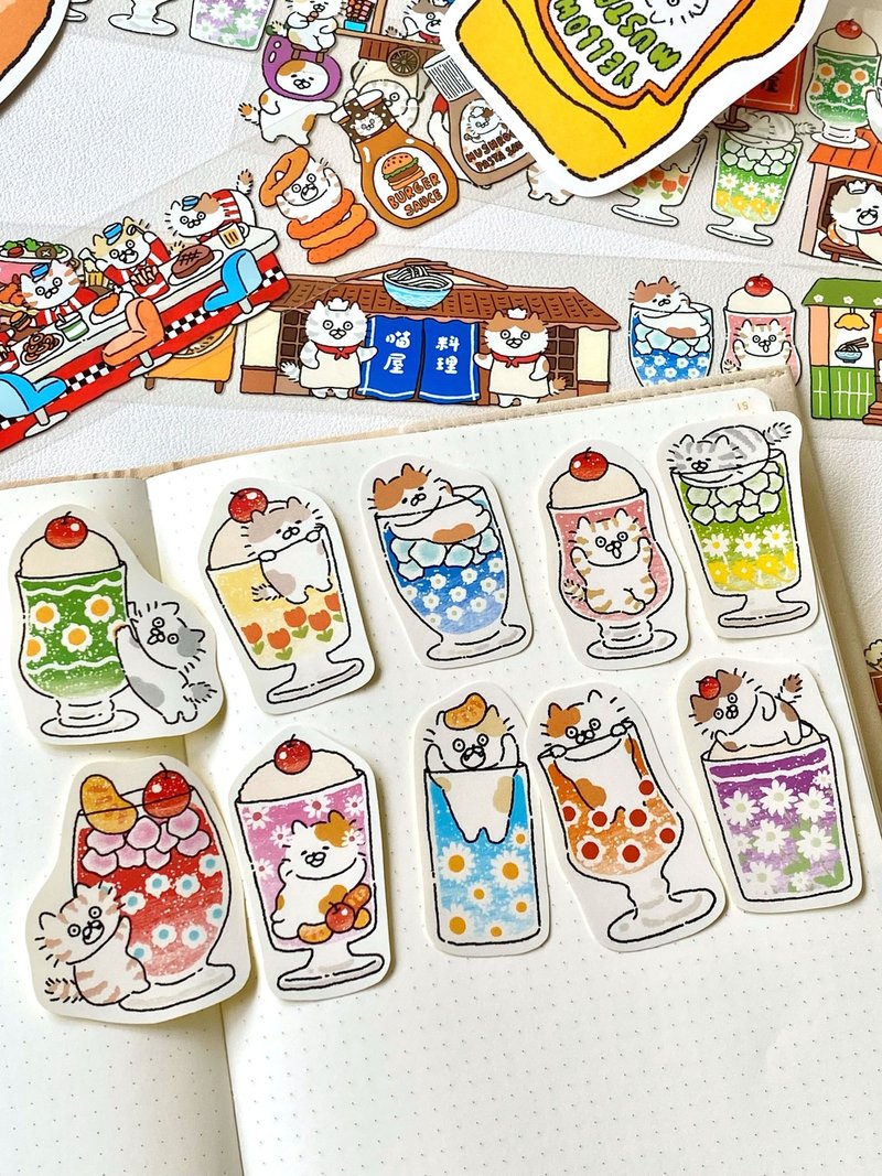 3 Little Cats Retro Diner Sticker Pack | Vintage-Style Matte Stickers (3 Designs)
