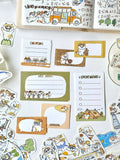 3 Little Cats Camping Sticker Pack | Writeable Square Journal Stickers (21 pcs)