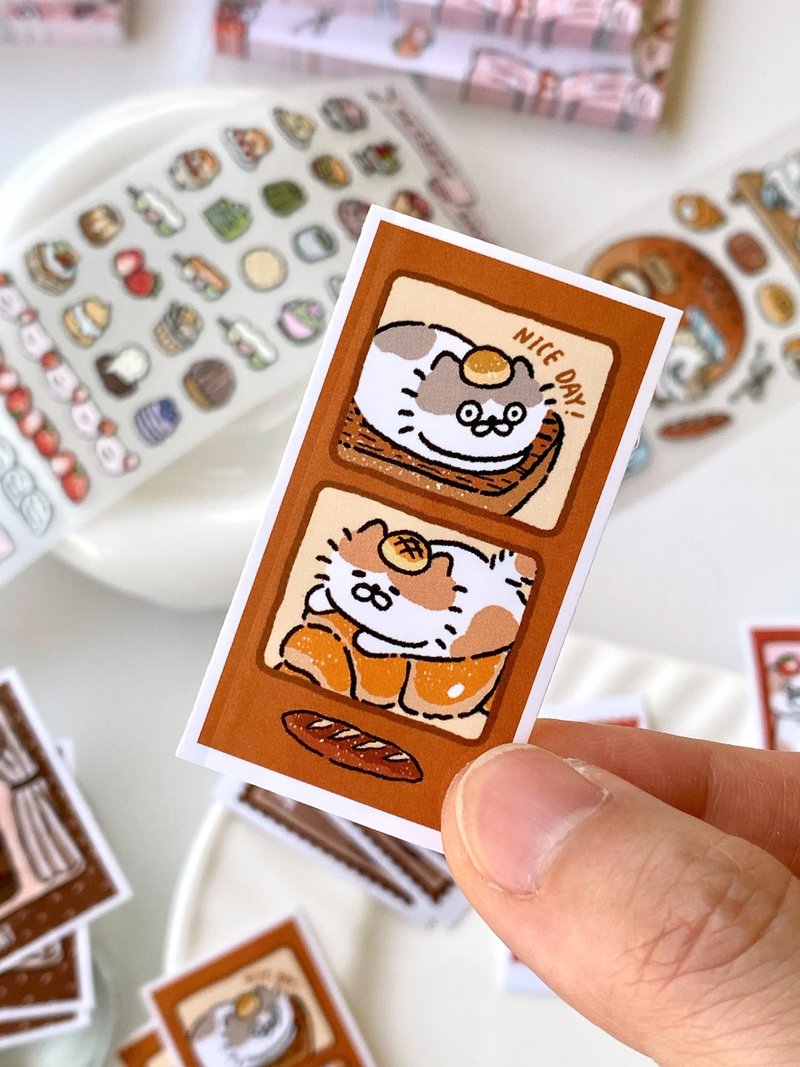 3 Little Cats Dessert House Sticker Pack | Glossy Square Polaroid Stickers (33 pcs)