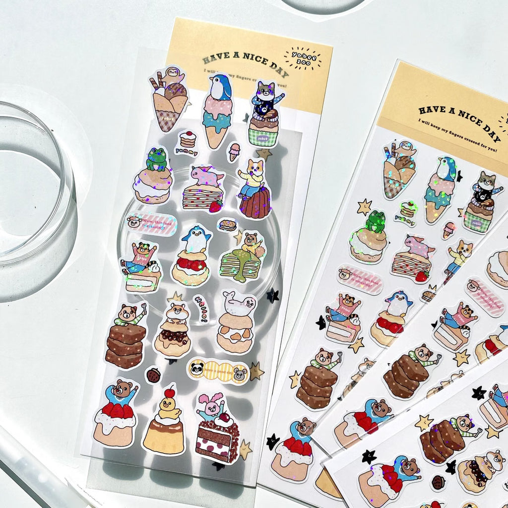 Yabee Happy Zoo Laser Sticker Sheet – Animal Ordering Area, Yellow