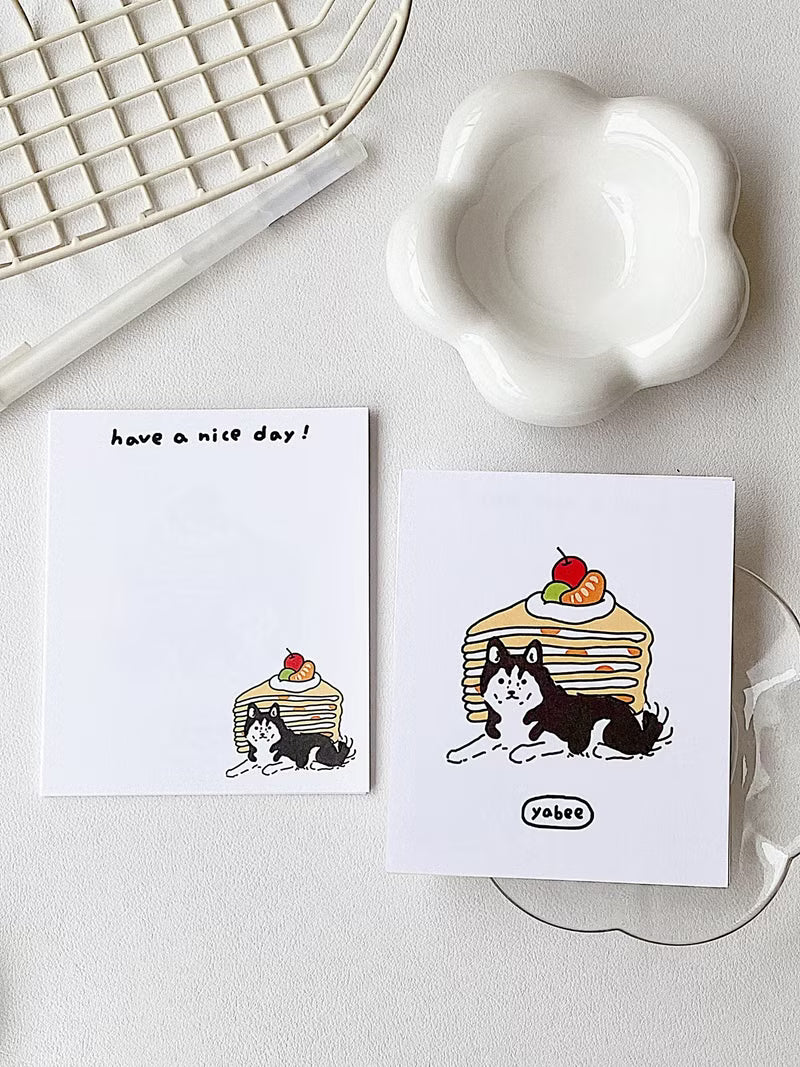 Yabee Happy Zoo Dog Dessert Mini Postcard | Double-Sided Journaling Cards (6 Designs)