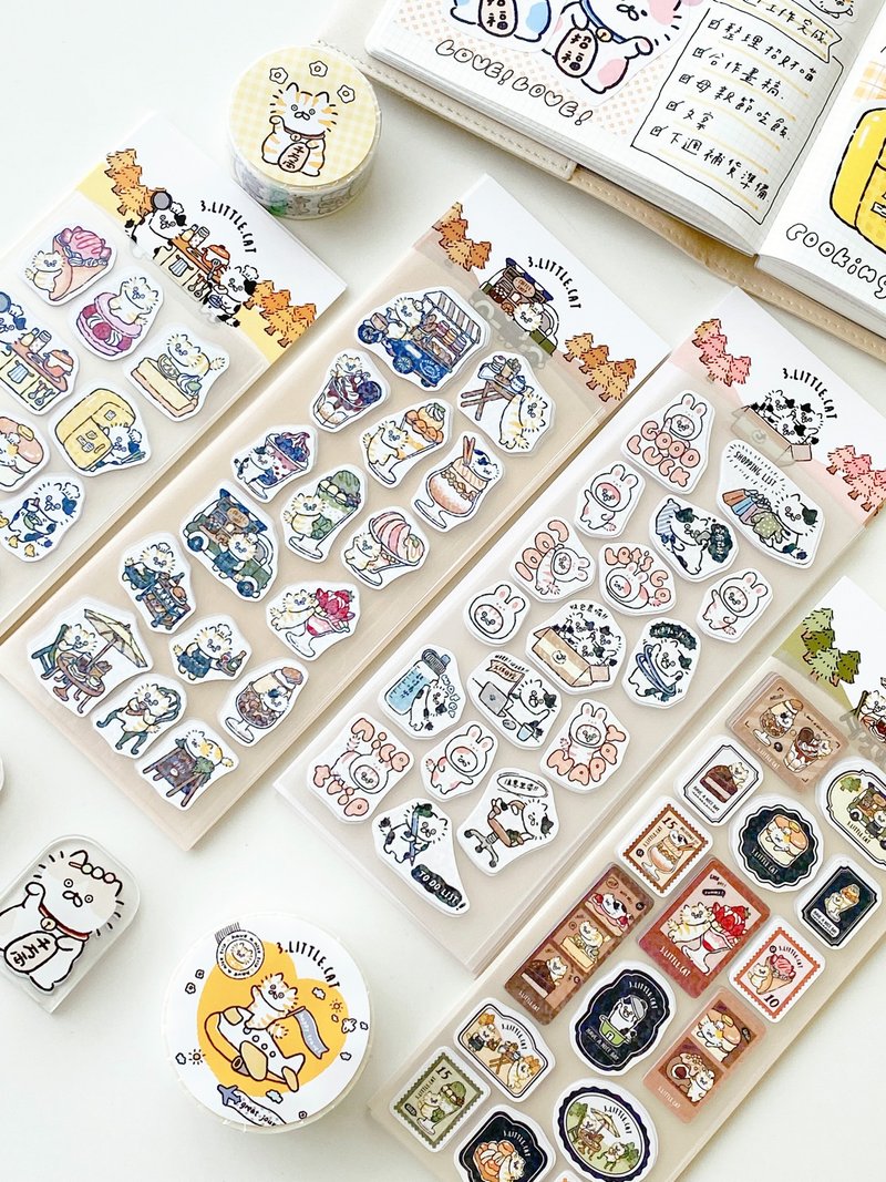 3 Little Cats Holographic Stickers | Planner & Journal Die-Cut Pack (3 Designs)