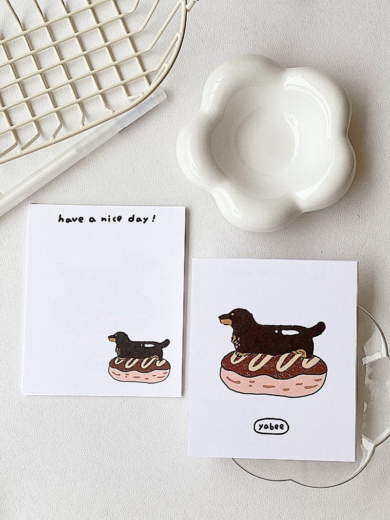 Yabee Happy Zoo Dog Dessert Mini Postcard | Double-Sided Journaling Cards (6 Designs)