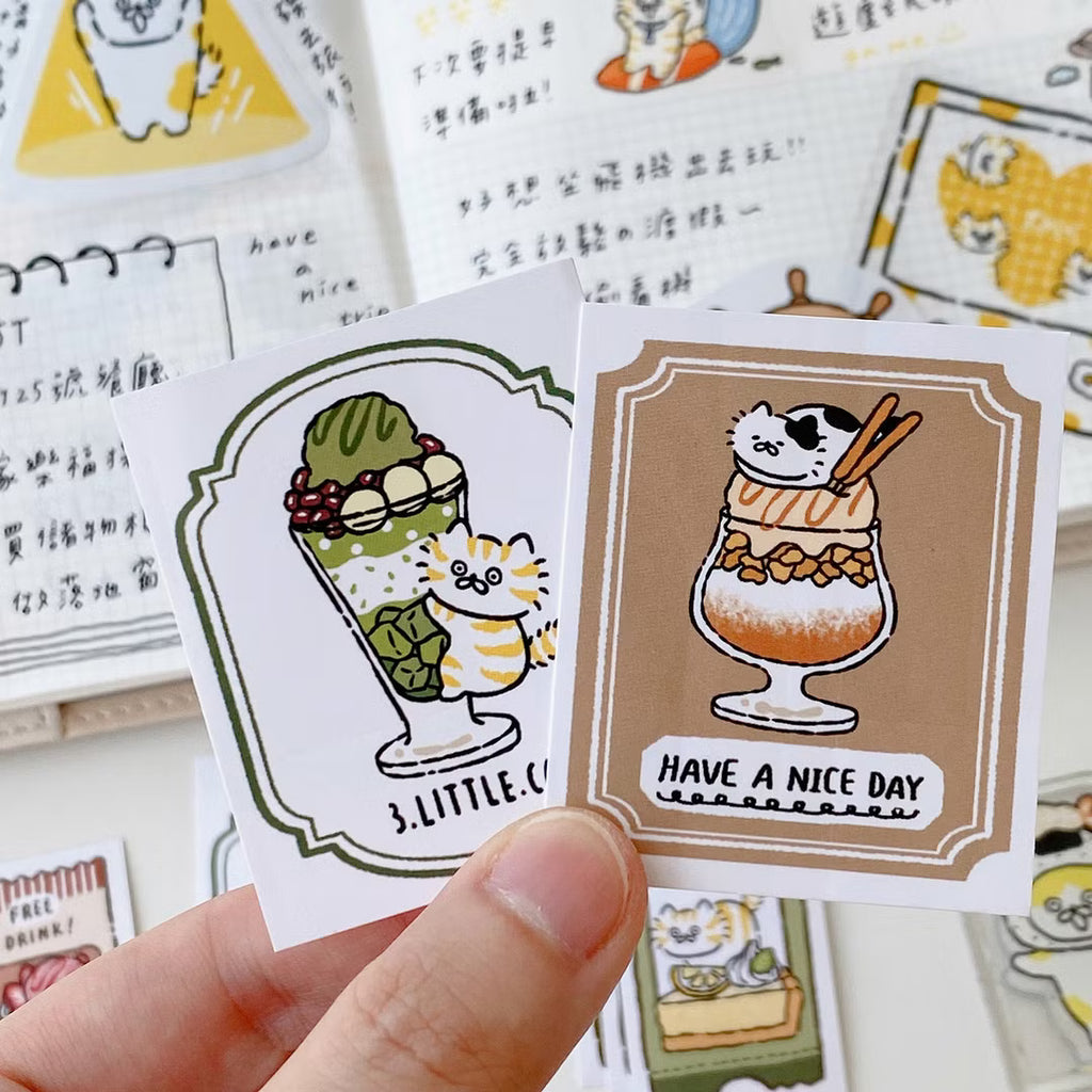 3 Little Cats Bistro Vintage Ticket Sticker Pack – 36 Pcs Journal Stickers