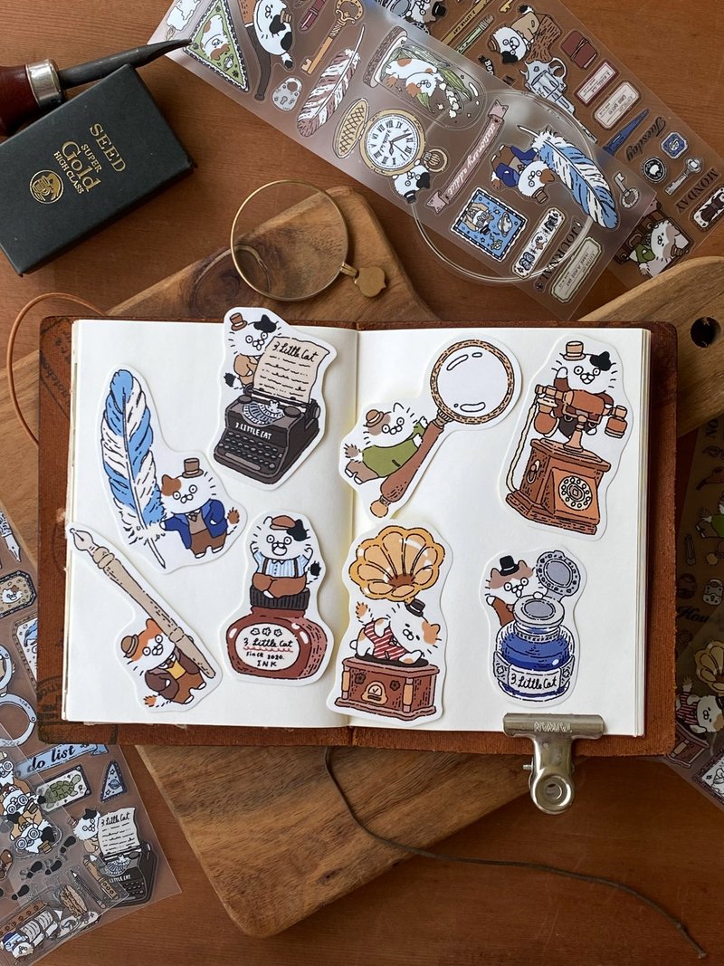 3 Little Cats Retro Stickers | Planner Sticker Pack