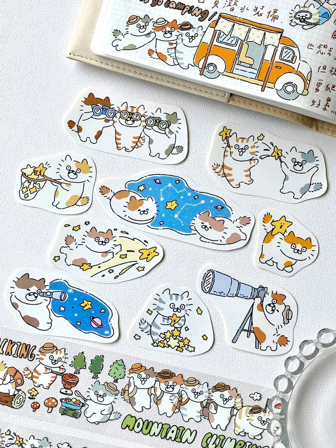 3 Little Cats Outdoor Sticker Pack – Climbing, Stargazing & Camping