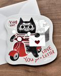 Sesame & Peanut Red Car Love Letter Card – Hand Silkscreen + Gold Foil