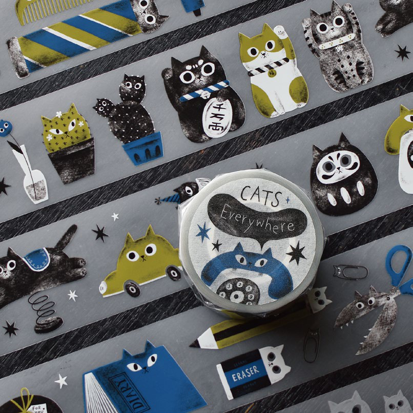 Sesame & Peanut Cats Everywhere Matte PET Tape – 4cm × 10M Roll