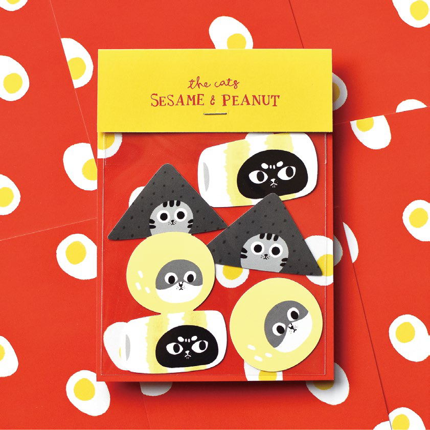 Sesame & Peanut Stacking Cats Oden Waterproof Sticker – Matte Vinyl