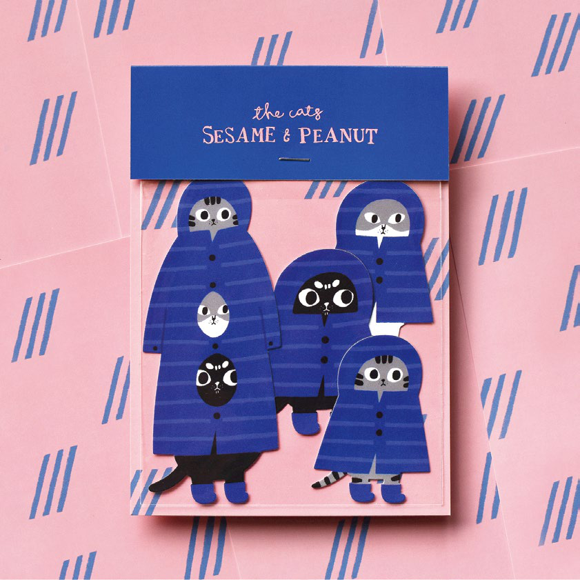 Sesame & Peanut Stacking Cats Raincoat Waterproof Sticker – Matte Vinyl
